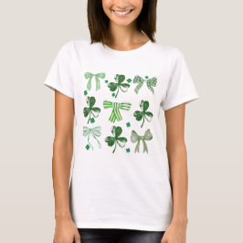 St. Patrick's Day Lucky Clover and Bow T-Shirt