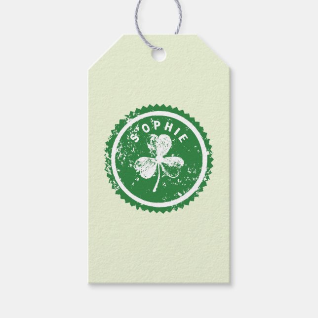 St. Patrick's Day Lucky Clover  Geschenkanhänger (Vorderseite)