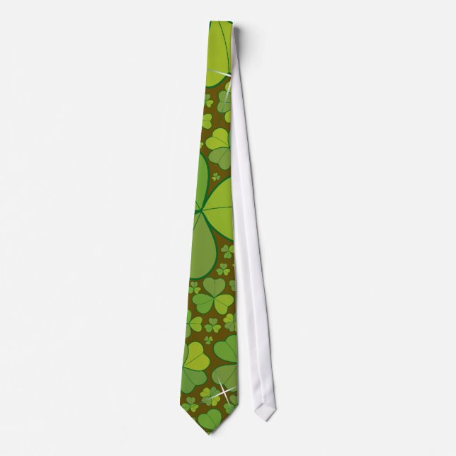 St. Patrick's Day Lucky Clovers Kleeblatt irisch Krawatte (Vorderseite)