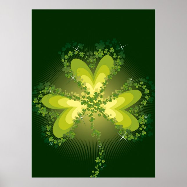 St. Patrick's Day Lucky Clovers Kleeblatt irisch Poster (Vorne)
