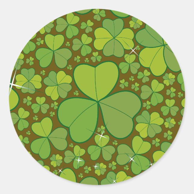 St. Patrick's Day Lucky Clovers Kleeblatt irisch Runder Aufkleber (Vorderseite)