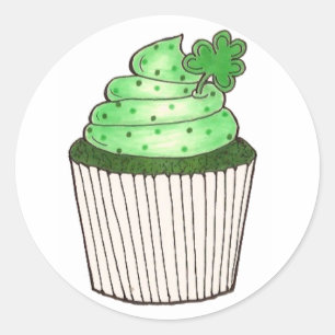St. Patrick's Day Lucky Cupcakes Runder Aufkleber
