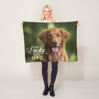 St. Patrick's Day Lucky Dog Custom Foto Fleecedecke