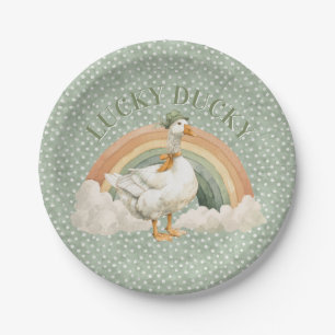 St. Patricks Day Lucky Ducky mit Regenbogen Pappteller