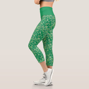 St. Patrick's Day Lucky Green Kleeblatt Pattern Capri Leggings