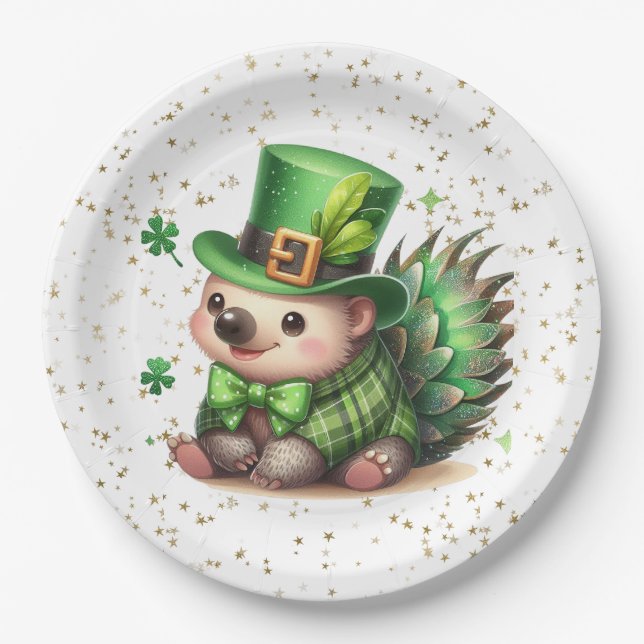 St. Patrick's Day Lucky Igel Pappteller (Vorderseite)