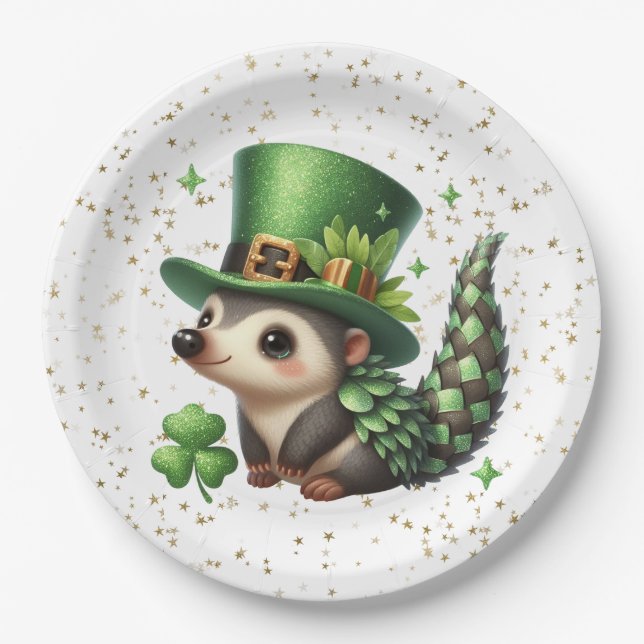 St. Patrick's Day Lucky Igel Pappteller (Vorderseite)