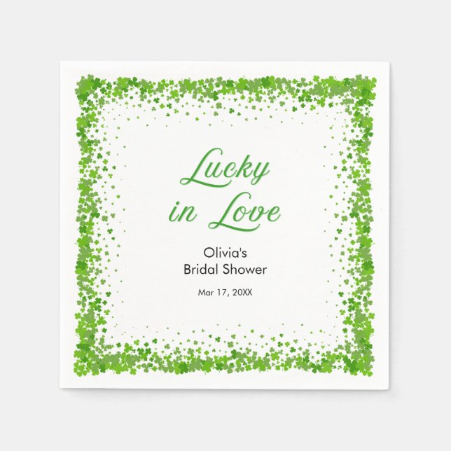 St. Patrick's Day Lucky in Love Brautparty  Serviette (Vorderseite)