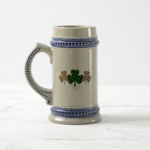 St Patricks Day Lucky Irish Green Kariert Kleeblat Bierglas