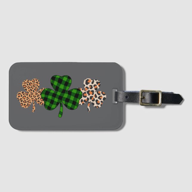 St Patricks Day Lucky Irish Green Kariert Kleeblat Gepäckanhänger (Vorderseite (Horizontal))