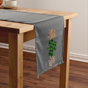 St Patricks Day Lucky Irish Green Kariert Kleeblat Kurzer Tischläufer