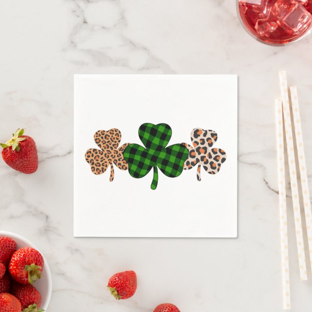 St Patricks Day Lucky Irish Green Kariert Kleeblat Serviette (Beispiel)