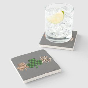 St Patricks Day Lucky Irish Green Kariert Kleeblat Steinuntersetzer