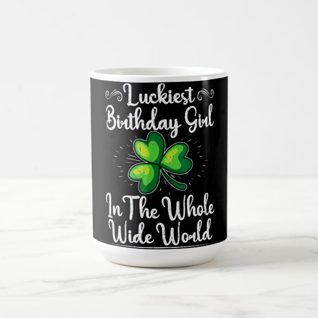 St Patricks Day Lucky Kleeblatt Clover Happy Birth Kaffeetasse (Mittel)