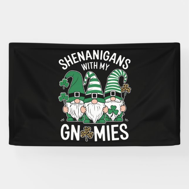 St Patricks Day Lucky Kleeblatt Leopard Gnomes Banner (Horizontal)