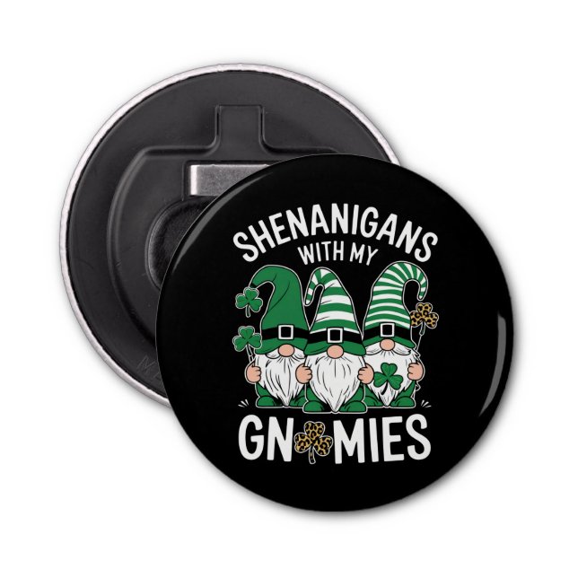 St Patricks Day Lucky Kleeblatt Leopard Gnomes Flaschenöffner (Vorderseite)