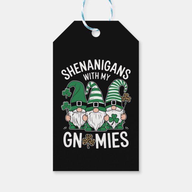 St Patricks Day Lucky Kleeblatt Leopard Gnomes Geschenkanhänger (Rückseite)