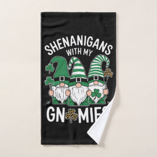 St Patricks Day Lucky Kleeblatt Leopard Gnomes Handtuch