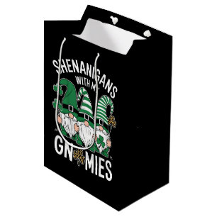 St Patricks Day Lucky Kleeblatt Leopard Gnomes Mittlere Geschenktüte
