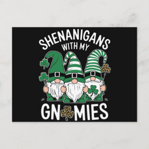 St Patricks Day Lucky Kleeblatt Leopard Gnomes Postkarte