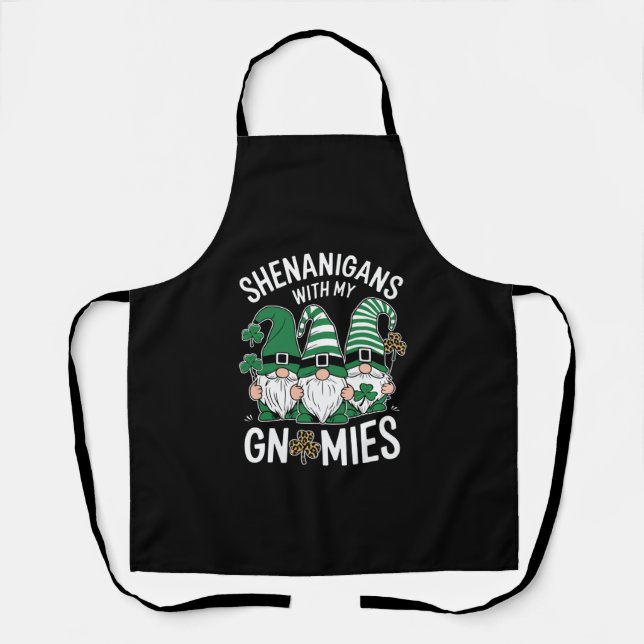 St Patricks Day Lucky Kleeblatt Leopard Gnomes Schürze (Vorderseite)