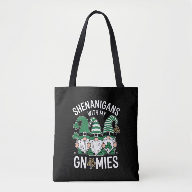 St Patricks Day Lucky Kleeblatt Leopard Gnomes Tasche (Vorderseite)