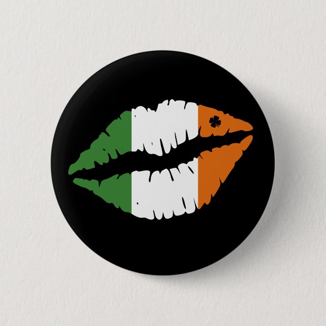 St. Patrick's Day Lucky Kleeblatt Lips Il Button (Vorderseite)