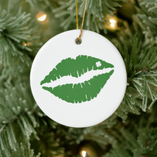 St. Patrick's Day Lucky Kleeblatt Lips Il Keramik Ornament
