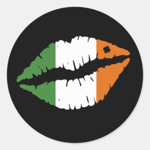 St. Patrick's Day Lucky Kleeblatt Lips Il Runder Aufkleber