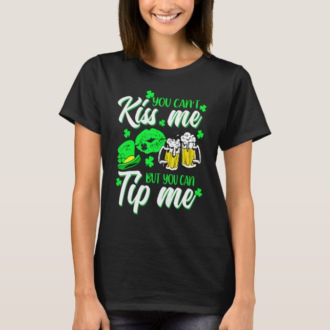 St Patrick's Day Lucky Kleeblatt Waitress Barkeepe T-Shirt (Vorderseite)