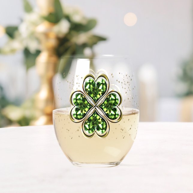 St. Patrick's Day Lucky Kleeblatts Weinglas Ohne Stiel (Insitu (Hochzeit))