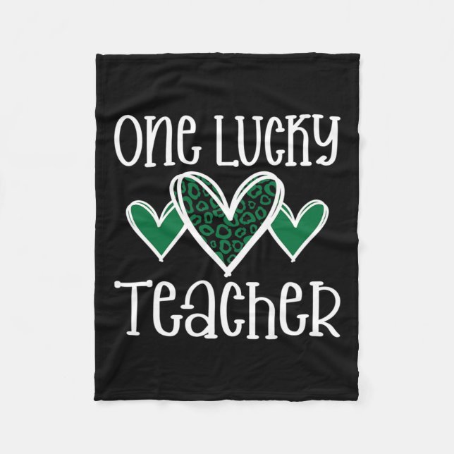 St. Patricks Day Lucky Lehrer Leopard Print Heart Fleecedecke (Vorderseite)