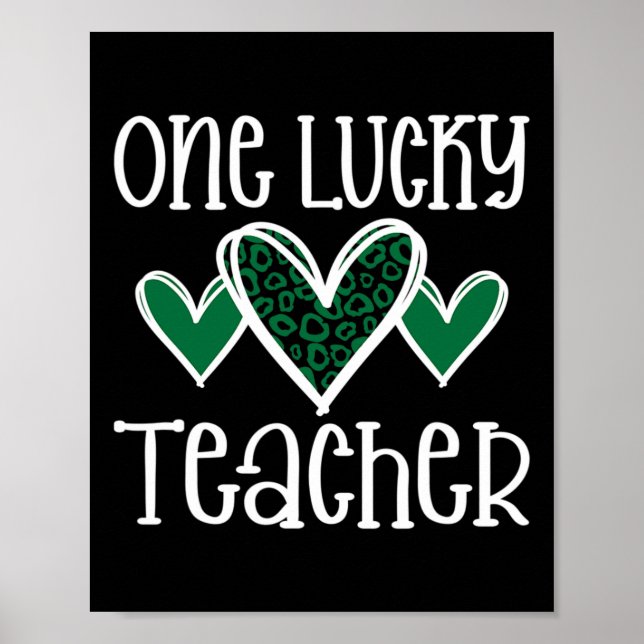 St. Patricks Day Lucky Lehrer Leopard Print Heart Poster (Vorne)