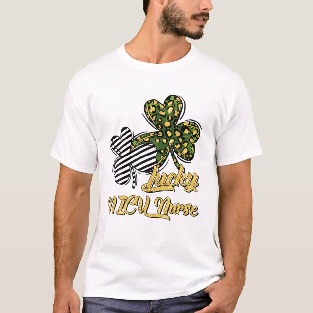 St Patrick's Day Lucky Nicu Nurse Clover Kleeblatt T-Shirt (Vorderseite)