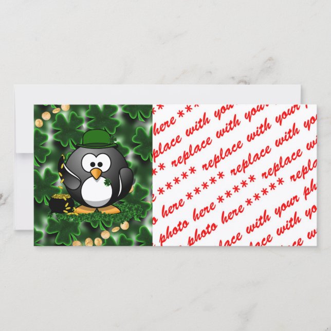 St. Patrick's Day Lucky Pinguin mit Pot Of Gold (Vorderseite)