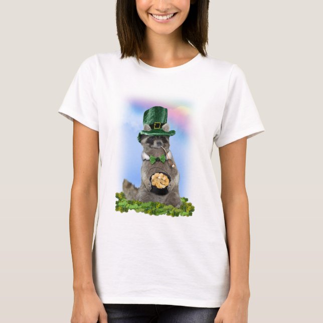 St Patrick's Day - Lucky Raccoon T-Shirt (Vorderseite)