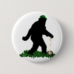 St Patrick's Day Lucky Sasquatch Button