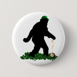 St Patrick's Day Lucky Sasquatch Button