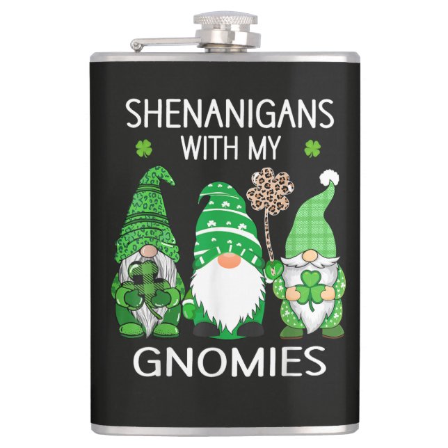 St Patricks Day Lucky Shamrock Leopard Flachmann (Vorderseite)