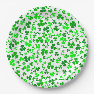 St Patrick's Day Lucky Shamrocks Confetti Pattern Pappteller