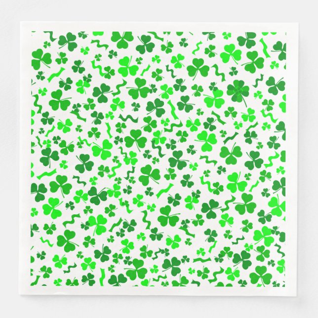 St Patrick's Day Lucky Shamrocks Confetti Pattern Serviette (Vorderseite)