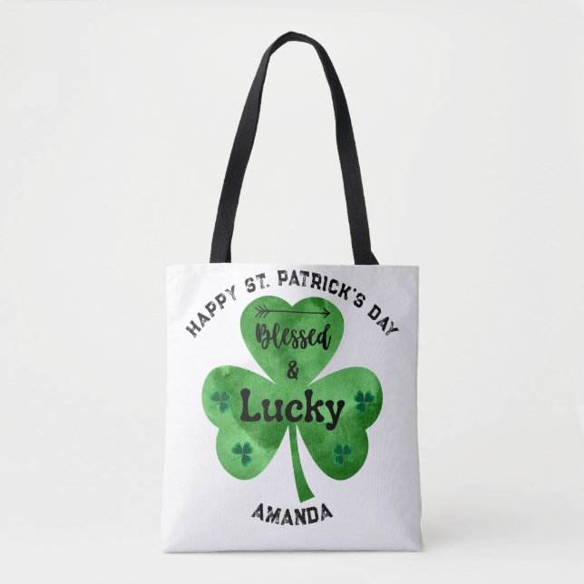 St. Patrick's Day Lucky und gesegnete Tasche (Vorderseite)