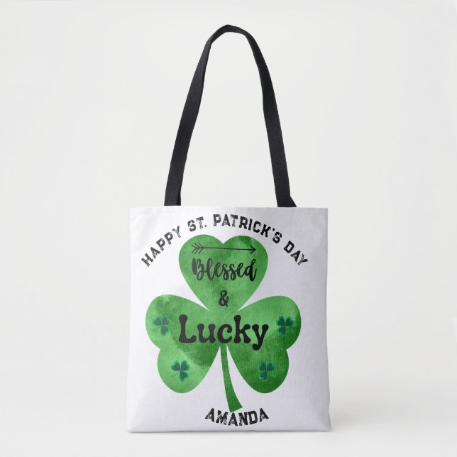 St. Patrick's Day Lucky und gesegnete Tasche (Vorderseite)