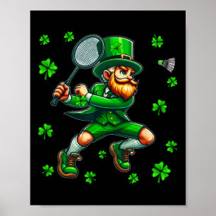 St. Patrick's Day Man spielt Badminton Player Tea Poster