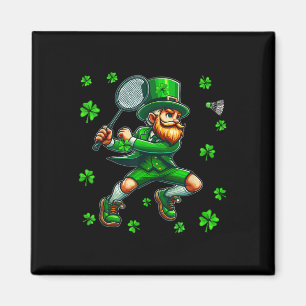 St. Patricks Day Man spielt Badminton Player Team Magnet