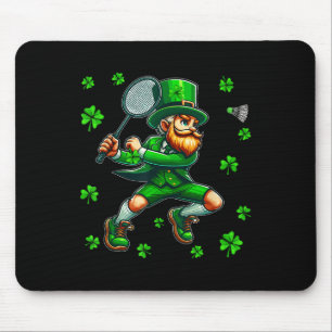 St. Patricks Day Man spielt Badminton Player Team Mousepad