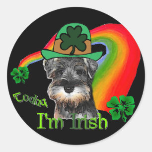 St. Patricks Day Mini Schnauzer Runder Aufkleber