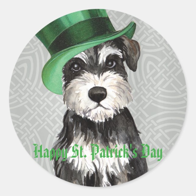 St. Patrick's Day Miniatur Schnauzer Runder Aufkleber (Vorderseite)