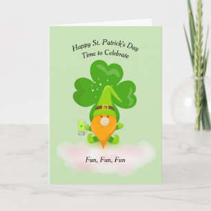 St. Patrick's Day mit Kleeblatt & Gnome Karte