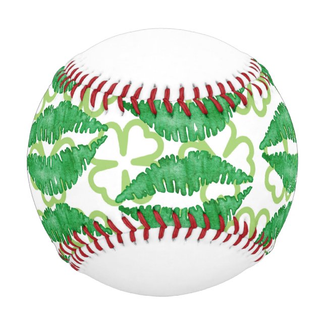 St. Patrick's Day mit Kleeblatt und grünen Lippen Baseball (Rückseite)